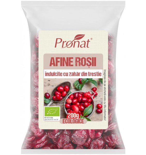 Afine rosii bio indulcite cu zahar din trestie,